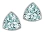 1.50 cttw Genuine Trillion Aquamarine Earring Studs in 14k White Gold