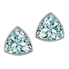 1.50 cttw Genuine Trillion Aquamarine Earring Studs in 14k White Gold by