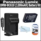 Battery Kit For Panasonic Lumix DMC-ZS7 DMC-ZS10, DMC-ZS8, DMC-ZS9, DMC-3D1, DMC-ZS20, DMC-ZS15 Digital Camera Includes Extended Replacement Panasonic DMW-BCG10 (1200 mAH) Lithium-Ion Battery + AC/DC 110/220 Travel Charger + LCD Screen Protectors + More