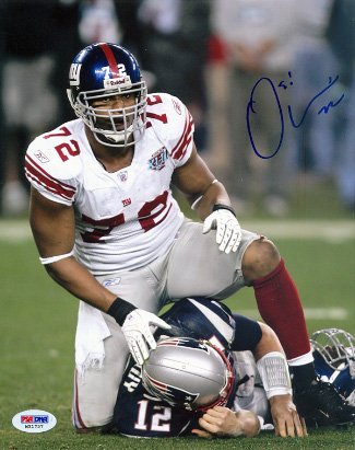 Osi Umenyiora signed New York Giants 8x10 Photo SB XLII- PSA Hologram