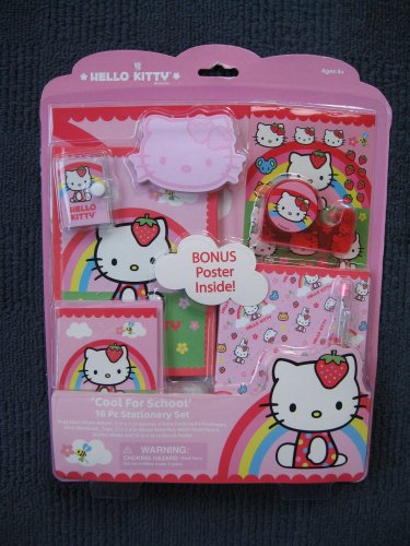 Childrens Toyshop  Toys : Hello Kitty 16-Piece "Cool for School" Stationery Set