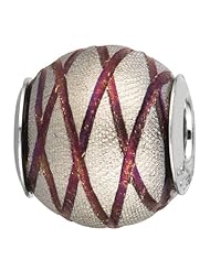925 Sterling Silver & Burgundy Crises Cross For Chamilia, Pandora, Biagi, Personality, Reflections And More Charm Bracelets