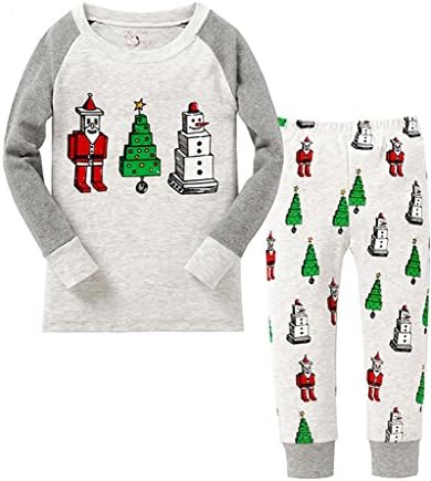 Cute Honey Boy Girl Christmas 2 Piece Children Pajama 100% Cotton Robot 5Y