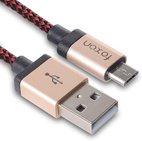 Foxon Micro USB 2.0 Cable (Red) - 1.0 Meters (3.3 FT) Premium and High-Performance Nylon Braided Micro USB Charging / Sync Cable with Aluminum Connectors HK537