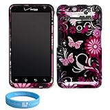 Pink Butterfly with Flower Design Two Piece Shield Protector Snap On Case f ....
