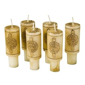 DecoGlow Wine Country Collection 6-Piece Set 3-Inches Wine Cork Candles with Merlot Scent