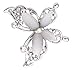 JQUEEN Multilayer 3D Butterfly Silver Plated Marquise Opal Crystal Rhinestone Brooch Pin Jewelry
