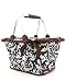 Damask or Zebra Print Collapsible Insulated Market Tote Bag Carry Basket in Choice of Colors