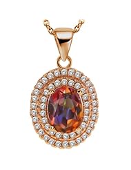 1.77 Ct 7x5mm Oval Ecstasy Mystic Topaz 925 Rose Gold Plated Silver Pendant 18"