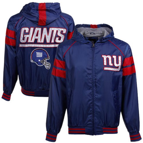 NFL Men's New York Giants Full Zip Hooded Jacket (Blue, Large)