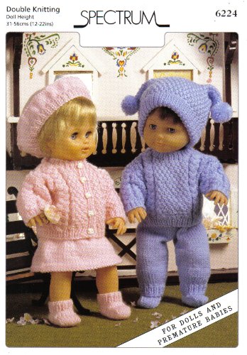 Spectrum Dolls Clothes Knitting Pattern: For Dolls and Premature Babies: Boy's Outfit Sweater, Trousers, Socks, Hat: Girl's Outfit Cardigan, Skirt, Socks, Beret (To fit doll height 12"-14" 15"-18" 19"-22" - 31cm-36cm 38cm-46cm 48cm-56cm) Spectrum Dolls Clothes Knitting Pattern: For Dolls and Premature Babies: Boy's Outfit Sweater, Trousers, Socks, Hat: Girl's Outfit Cardigan, Skirt, Socks, Beret (To fit doll height 12"-14" 15"-18" 19"-22" - 31cm-36cm 38cm-46cm 48cm-56cm)