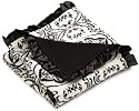 Vitamins Baby-girls Newborn Print Satin Trim Superplush Blanket, Black/Ivory, One Size