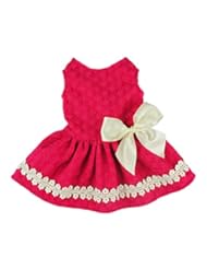 Pet Products: Fitwarm Pink Sweet Pet Dog Dress Lace Ribbon Clothes Shirts - XS - Fitwarm