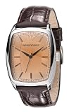 Emporio Armani Gents Rectangular Rounded Case Amber Dial Brown Leather Strap Watch :  emporio armani watches emporio armani gents rectangular rounded case amber dial brown leather strap watch emporio watch