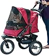 Pet Gear No-Zip Jogger Pet Stroller, with Zipperless Entry, Rugged Red