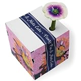 Xonex Pansy Pen with Note Cube, Black Ball Point Pen with Printed Note Cube, Pen Has Ivory Flower, Pen Size: 5.5 Inch, 1 Count (10707)