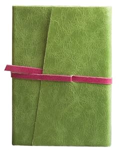 Milano Pocket Journal Diary, Genuine Green Patent Leather, Lined, Leather Wrap Closure, 3x5"