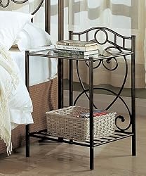 Beautiful Antique Gold Finish Metal Night Stand Bedside Table