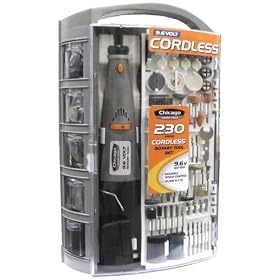 Chicago Power Tools 63519 9-Volt 230-Piece Cordless Rotary Tool Set