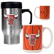 Chicago Bulls NBA Stainless Steel Travel Mug & Gameball Ceramic Mug Set - Primary Logo by Great American Products