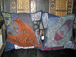 2Decorative Gujrati Embroidered Sari Toss Pillow Cushion Covers