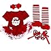 Baby Christmas Dresses Santa Outfits Newborn Girl Clothes Infant Tutu Costumes 5PCs US 12M
