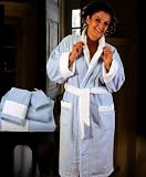 Four Pieces Bath Linens Set, Soft Luxurious Bathrobe (Large) & Towels, Faccia dei Colori, Classically Tailored in Europe