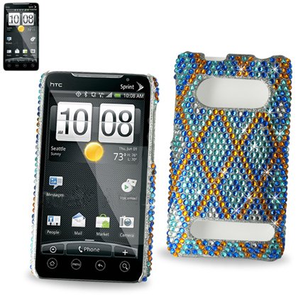 New Fashionable Perfect Fit Hard Diamante Protector Skin Cover (Faceplate/Snap On) Full Rhinestones Diamond Bling for HTC EVO 4G Sprint