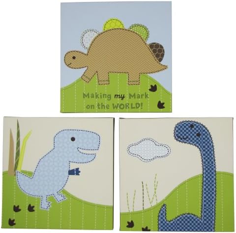 Jill McDonald Adorable Dino 3 Piece Wood Frame Wall Art (Discontinued by Manufacturer)