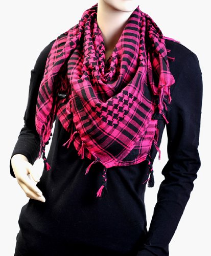 Houndstooth Square Shawl, 6 Pink and Black