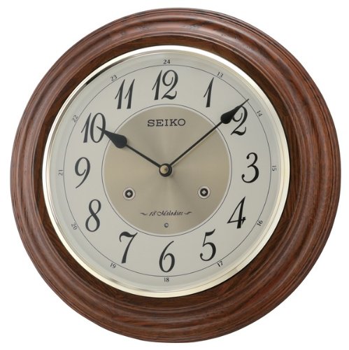 Seiko QXM283BLH Wall Clock Wood Finish