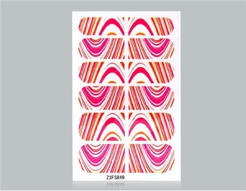 KINEPIN Metallic Lines Pattern Nail Sticker Decal Set (Pink)