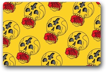 Amazing Water Absorption Quick Drying Door Mat - Popular With Sugar Skull Pattern Vector Print Rose Doormat 23.6"(L) x 15.7"(W)