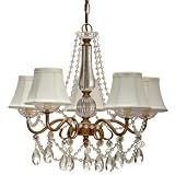Chandelier Ceiling Lamp Five Arm Beaded Style in Antique Gold