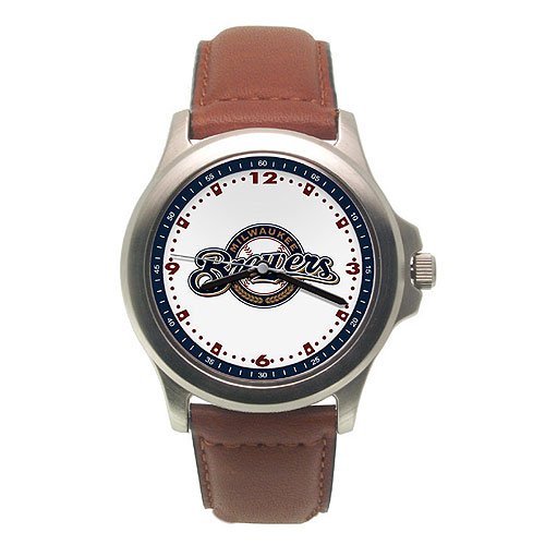 Milwaukee Brewers MLB Rookie Watch with Leather Band - Men's