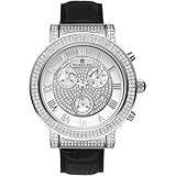 IMAGE OF Technocrat Swiss Made Men's Diamond Chronograph Watch Black Leather Strap (Diamond Wt. 2.31 carat)