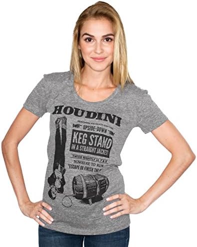 Headline Shirts Women's Grey Poly/Cotton Houdini Funny Keg Poster T-Shirt