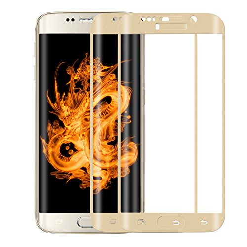 Galaxy S6 Edge Plus Tempered Glass 2 Pack, LEASA Protective Shield Full Coverage Premium Screen Protector for Samsung Galaxy S6 Edge Plus (Gold)