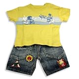 Mishmish - Infant Boys Short Sleeve Short Set, Yellow, Denim Blue