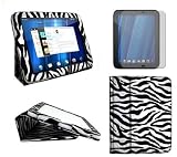 HappyZone - (Metallic Zebra Print) Portfolio Flip Case with Muti-Function Stand + Screen Protector for HP TouchPad WiFi (16GB & 32GB) 9.7" Tablet