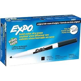 EXPO For Use in Dry Erase Marker, Fine Point, Black, 12-Count (84001)