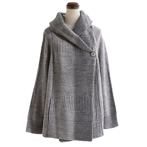 (サブロク) SABUROKU ニット カーディガン ドルマンデザイン ショール フード付き 4種の編み地 切り替え