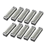 uxcell ターミナルブロック　2列8ポジション　ネジバリアターミナルブロック　ストリップコネクタ　（10個入り）　600V 15A