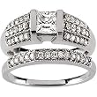 14K White Gold Diamond Wedding Set - 1.05 Ct.