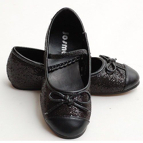 Josmo Toddler Girls Black Bow Sparkle Special Occasion Dress Shoes 7