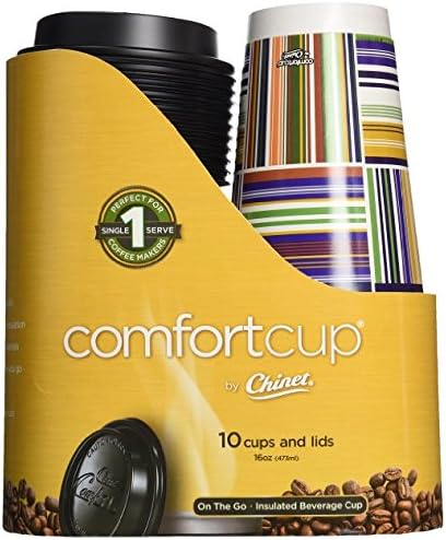 Chinet Comfort Cup Insulated Hot Drink Cups - 16 Oz - 10 Count Package - Disposable with Lids - (2 Pack)