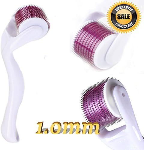 Beneviolet Microneedle White and Purple Derma Roller 1mm with 540 Medical Grade Stainless Steel Micro Needles for Body ,Face & Under Eyes Therapy Microneedles | for Reduction of Stretch Marks,Air Loss,Large Pores,Wrinkles,Cellulite | Multiplies the Absorption of Vitamin C,Coconut Oil,Anti Ageing Serum & Hyaluronic Acid Face Serumwith Free Sterilized Protective Travel Case !