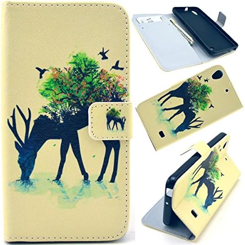 G620S Case,Huawei G620s Case,Gift_Source Brand - Forest Deer Pattern PU Leather Wallet Stand Folio Magnetic Flip Cover Case for Huawei Ascend G620S Case + Stylus Pen