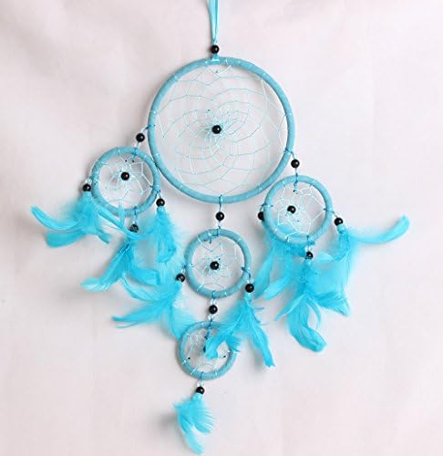 {Factory Direct Sale} Handmade Dream Catcher Circular Net with Feathers Wall Hanging Decoration Decor Ornament Craft Gift New (WH-Blue)
