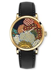 SPRAWL Aanalog Fashion Series Gold Ladies Watches of Genuine Black Leather Strap,Unique Wrist Watch for Women Girls Designed with several mosaics